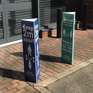 covid 19 bollard wrap outdoor signs